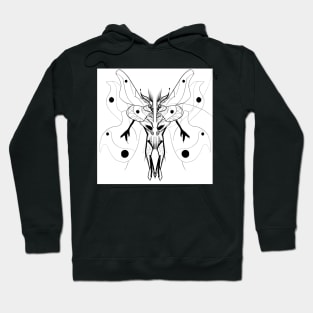 the white mothman alien monster in ecopop mexican patterns art Hoodie